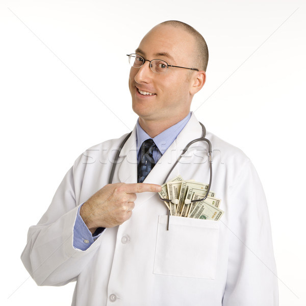 Stock photo: Doctor with cash.