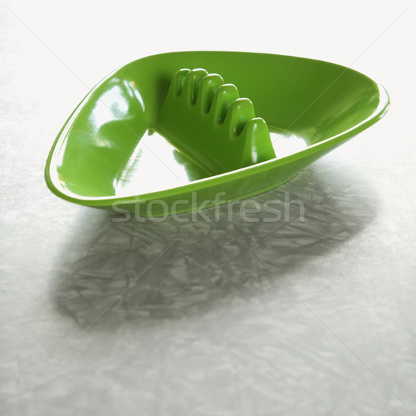 Bağbozumu plastik küllük natürmort boş yeşil Stok fotoğraf © iofoto