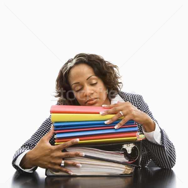 Suprasolicitat femeie de afaceri odihna cap mare Imagine de stoc © iofoto