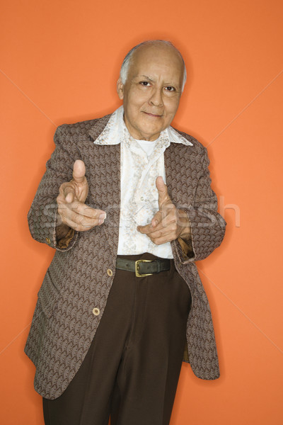 Férfi retro öltöny kaukázusi felnőtt érett Stock fotó © iofoto