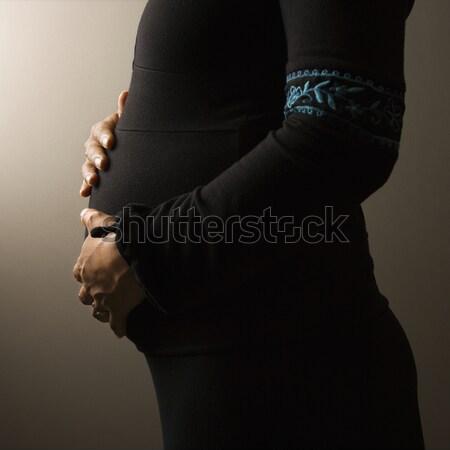 Trunchi femeie gravida izolat profil pătrat Imagine de stoc © iofoto