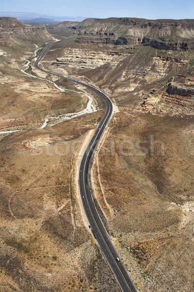 Woestijn schilderachtig weg antenne snelweg interstate Stockfoto © iofoto