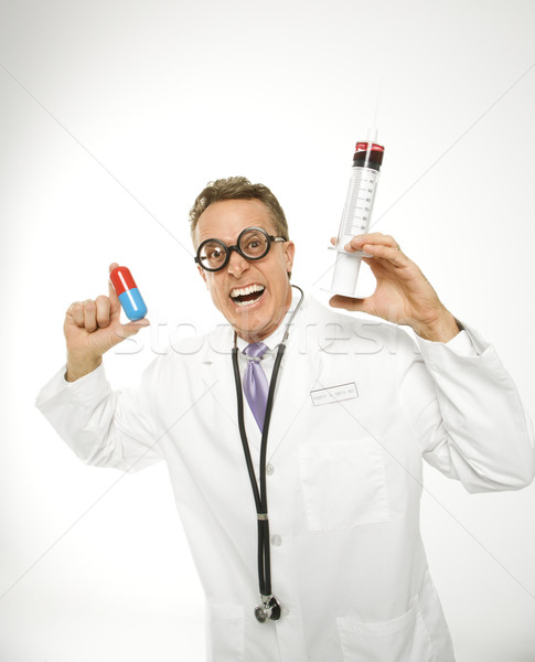 Stock fotó: Orvos · kaukázusi · férfi · orvos · visel · szemüveg · tart