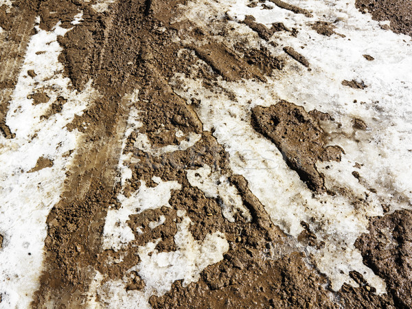 Toprak yol kar atış çamurlu kirli Stok fotoğraf © iofoto