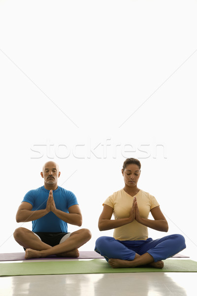 Twee mensen oefenen yoga volwassen man Stockfoto © iofoto