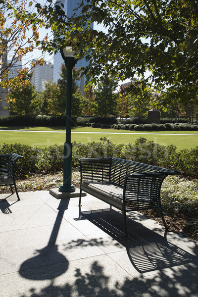 Empty bench in urban park. Stock photo © iofoto