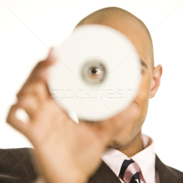 Mann halten CD Gesicht Auge Stock foto © iofoto