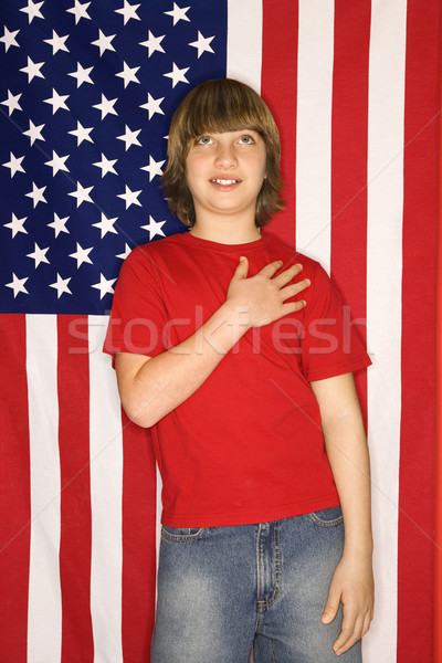 Stock photo: Boy with American flag.