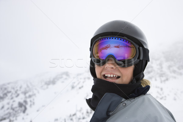 Boy skier on ski trails. Stock photo © iofoto