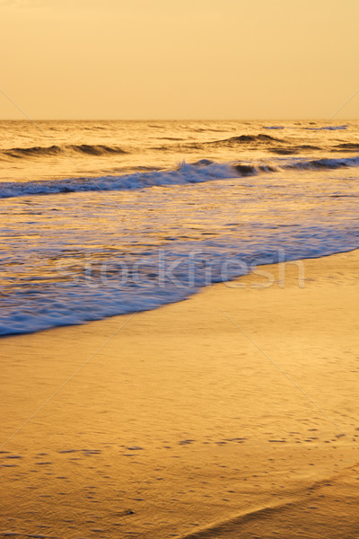 Vagues plage coucher du soleil paysage Voyage couleur [[stock_photo]] © iofoto