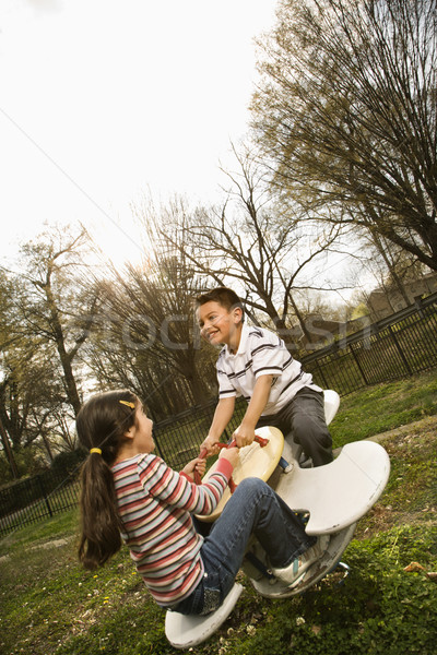 若い女の子 少年 演奏 シーソー 少女 外 ストックフォト © iofoto