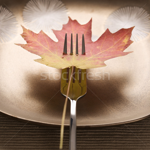 Fall leaf on fork. Stock photo © iofoto