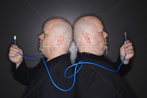 Geaman bărbaţi cablu caucazian chel Imagine de stoc © iofoto
