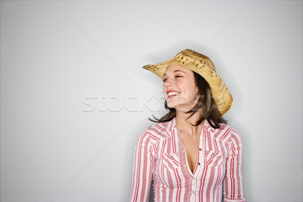 Pretty woman Hat giovani donna indossare Foto d'archivio © iofoto