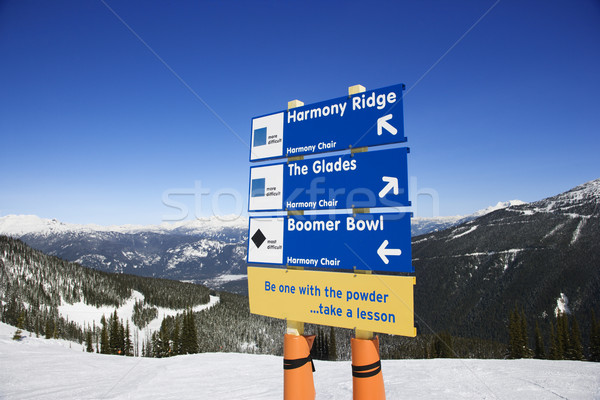 [[stock_photo]]: Ski · Resort · sentier · direction · signes · sport