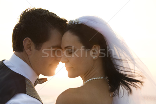 Yeni evli çift görüntü plaj yatay atış Stok fotoğraf © iofoto
