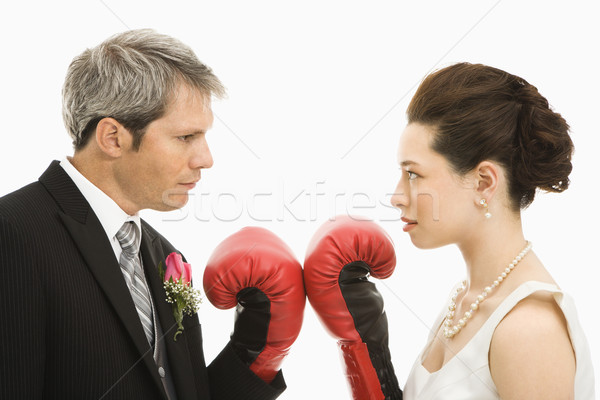 [[stock_photo]]: Mariage · couple · gants · de · boxe · marié · asian
