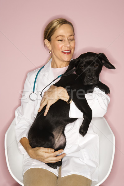 Vétérinaire noir chiot adulte Homme [[stock_photo]] © iofoto