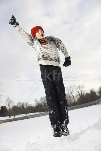 Foto stock: Nino · saltar · aire · caucásico · suéter