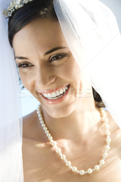 Portré menyasszony kaukázusi mosolyog mosoly szeretet Stock fotó © iofoto
