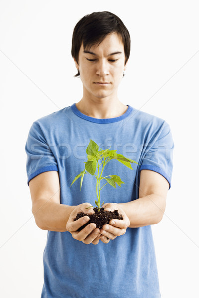 Hombre planta Asia pie mirando Foto stock © iofoto