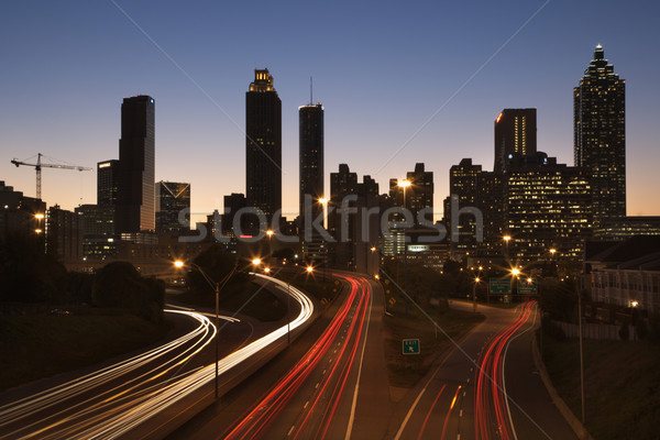 Autopista centro de la ciudad noche coches horizontal Foto stock © iofoto