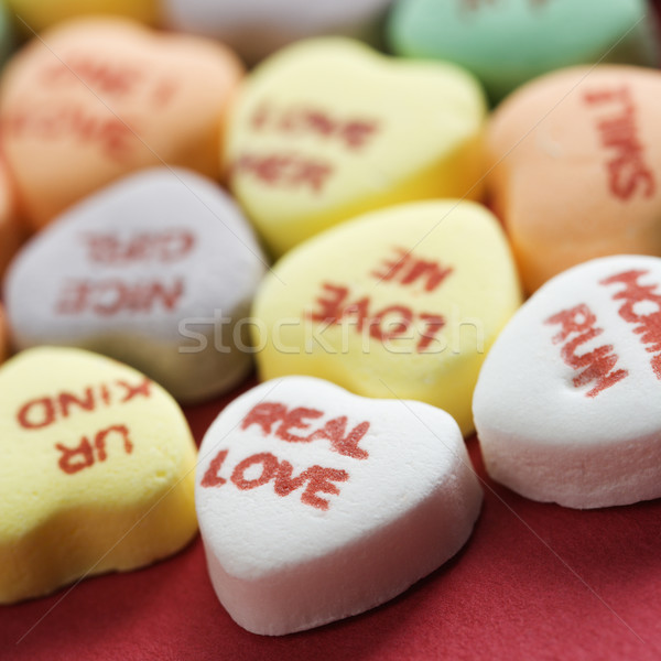 Candy hearts on red. Stock photo © iofoto