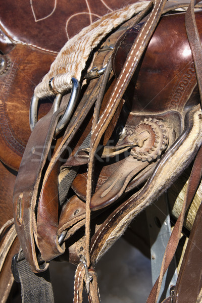 Horse Saddle on a Rail Stock photo © iofoto