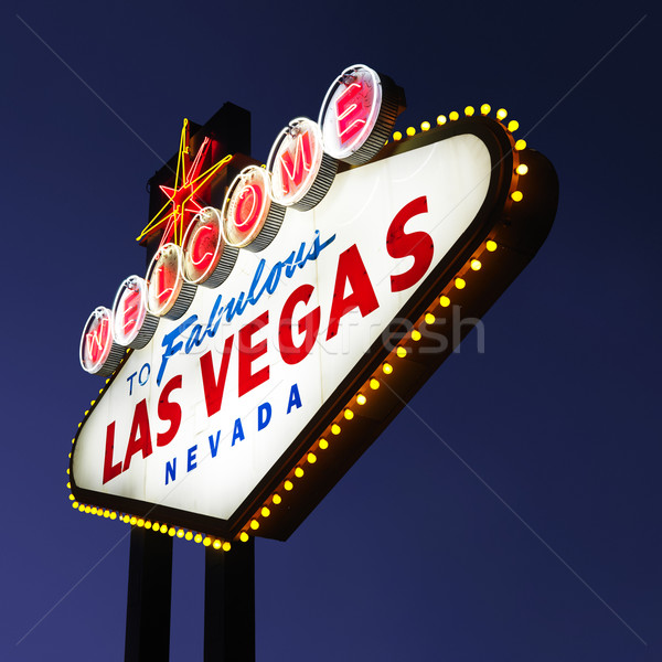 Las Vegas widziane podpisania nieba noc zabawy Zdjęcia stock © iofoto