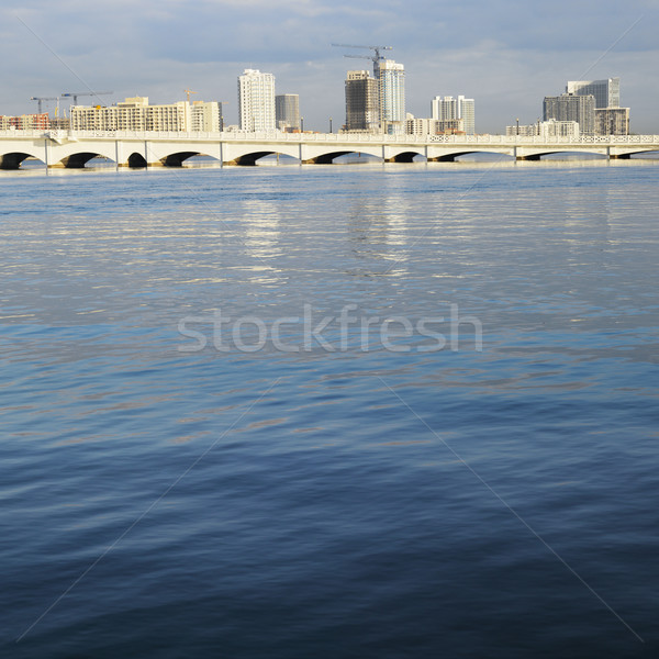 Wasser Skyline Miami Brücke Florida USA Stock foto © iofoto