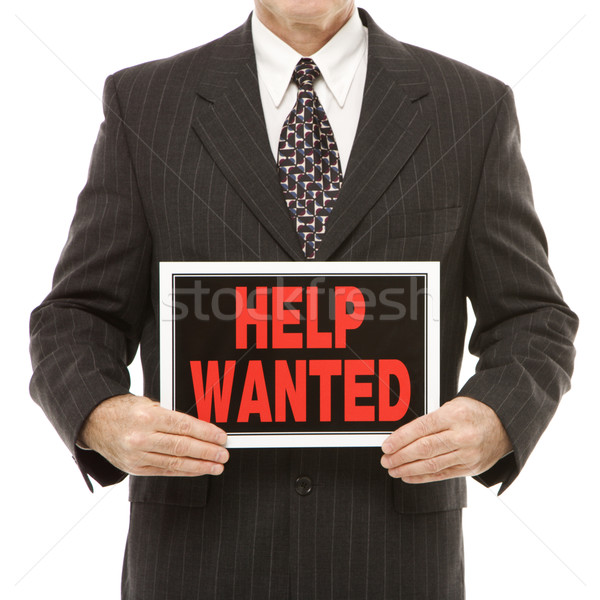 Man with help wanted sign. Stock photo © iofoto
