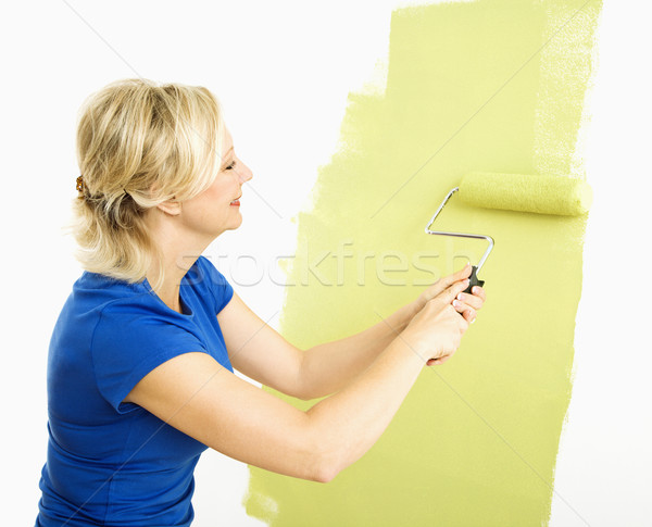 Woman painting wall. Stock photo © iofoto