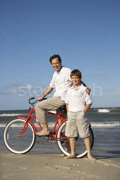 Stock foto: Vater-Sohn · Strand · Vater · Junge · stehen