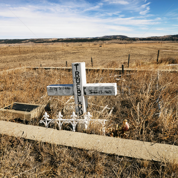 крест надгробная плита кладбище пейзаж смерти религии Сток-фото © iofoto