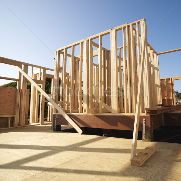 新しい 建設 フレームワーク 家 木材 色 ストックフォト © iofoto