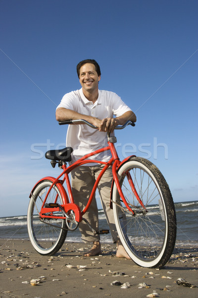 Man fiets strand kaukasisch poseren Stockfoto © iofoto