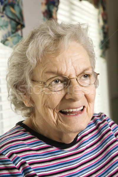 Foto stock: Sorridente · retrato · óculos · vertical · tiro