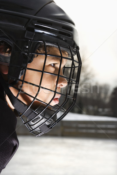 Stock photo: Ice hockey player boy.