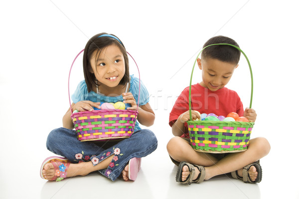 Enfants Pâques asian fille garçon séance [[stock_photo]] © iofoto