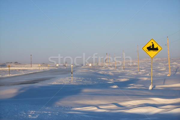 Snowmobile crossing sign. Stock photo © iofoto