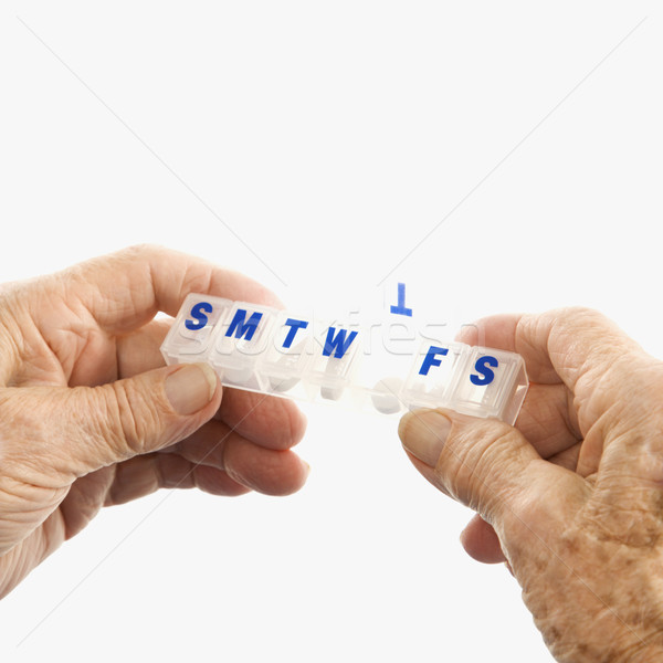 Man holding pill organizer. Stock photo © iofoto