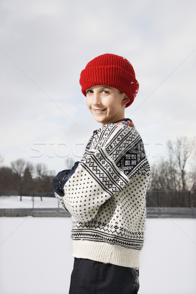 [[stock_photo]]: Portrait · garçon · chandail · rouge