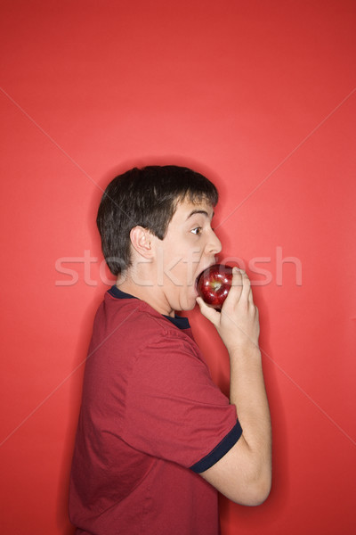 Teenage boy biting apple.  Stock photo © iofoto