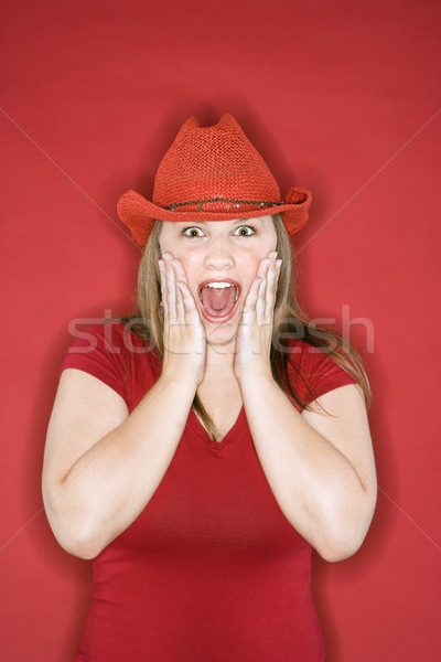 Mujer mirando sorprendido excitado jóvenes caucásico Foto stock © iofoto