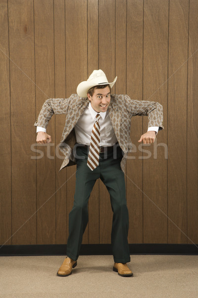 Foto stock: Homem · caucasiano · masculino · chapéu · de · cowboy