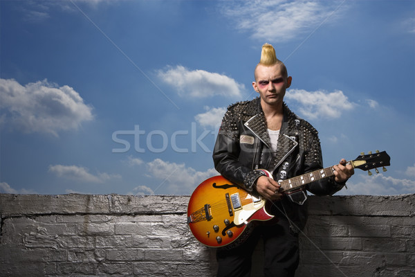 Punk gitara portret mężczyzna Zdjęcia stock © iofoto