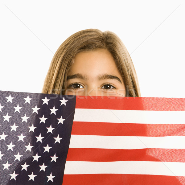 Dziewczyna amerykańską flagę biały oka dziecko Zdjęcia stock © iofoto