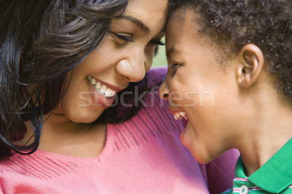 Boldog anya fiú közelkép mosolyog fiatal Stock fotó © iofoto
