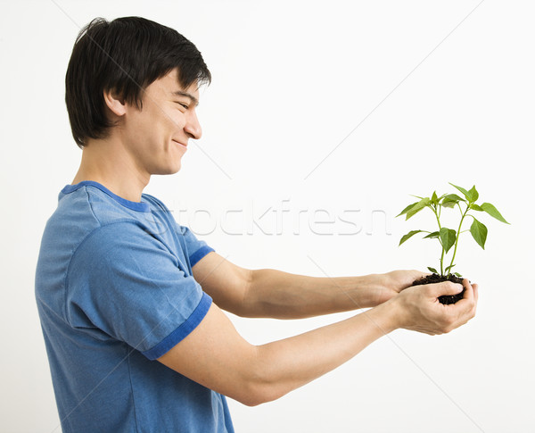 Hombre planta Asia pie creciente Foto stock © iofoto