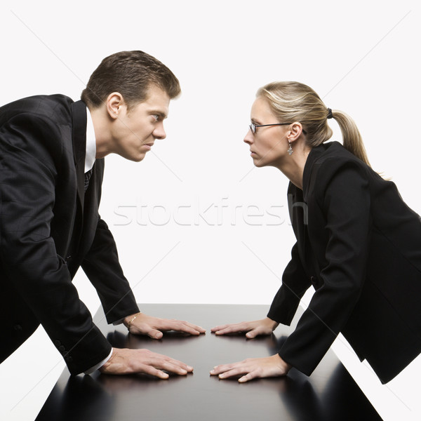 Confrontatie kaukasisch zakenman vrouw staren ander Stockfoto © iofoto